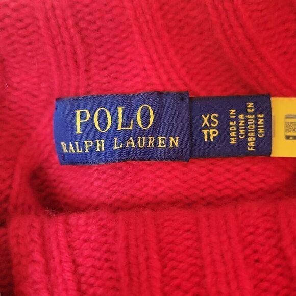 Polo Ralph Lauren Mock Neck Wool Cashmere Blend Red Sweater Size XS - Picture 9 of 11